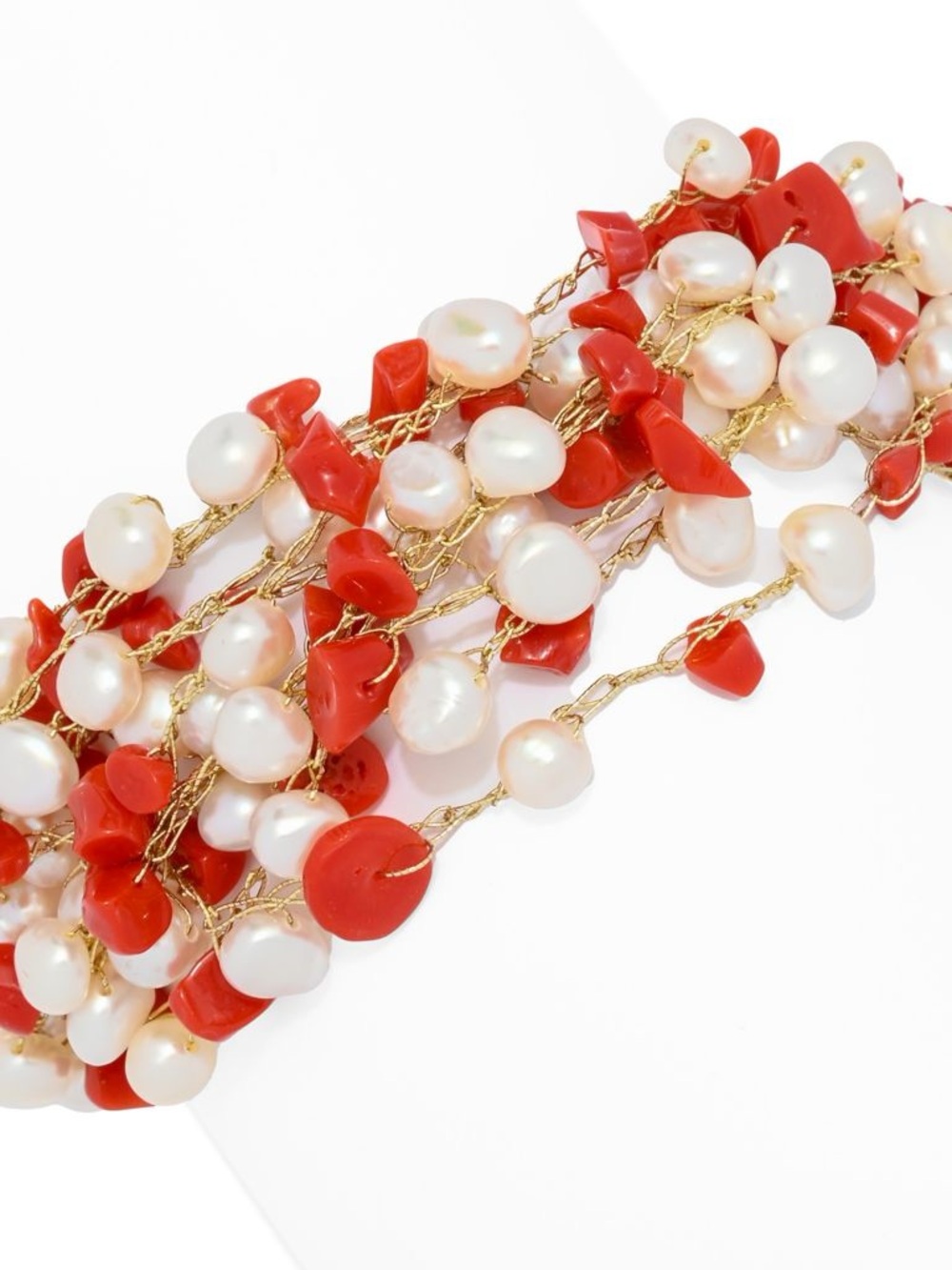 Gaetano Vitiello "Uncinetto" Gemstone Chip & Cultured Pearl Bracelet